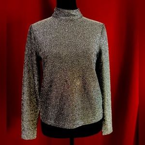 Long Sleeve turtle neck metallic blouse